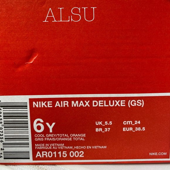 💖MEGA SALE💖 Nike Air Max Deluxe GS Cool Grey k/W AUTHENTIC Size 8 AR0115 002 - Picture 7 of 8